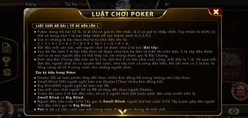 Luật chơi và cách chơi Poker Sky88